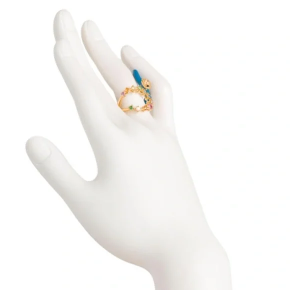 KURT GEIGER LONDON Rainbow Stones Enamel Cocktail Ring Size 7 - Picture 2 of 3